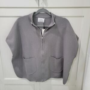 NWT Zara Zip front Poncho Vest Soft Stand Collar Pockets Size 9-10